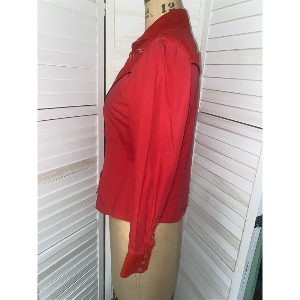 i.e Relaxed Floral Embroidered Top Women’s Size 10 Red Cowgirl Western - Picture 7 of 9
